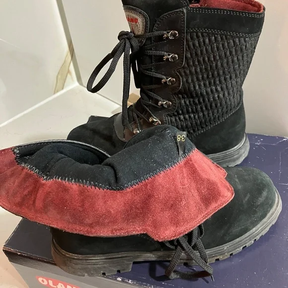 Bottes d'hiver OLANG avec crampons - Noires & Rouges - Taille 8 US - Picture 6 of 6